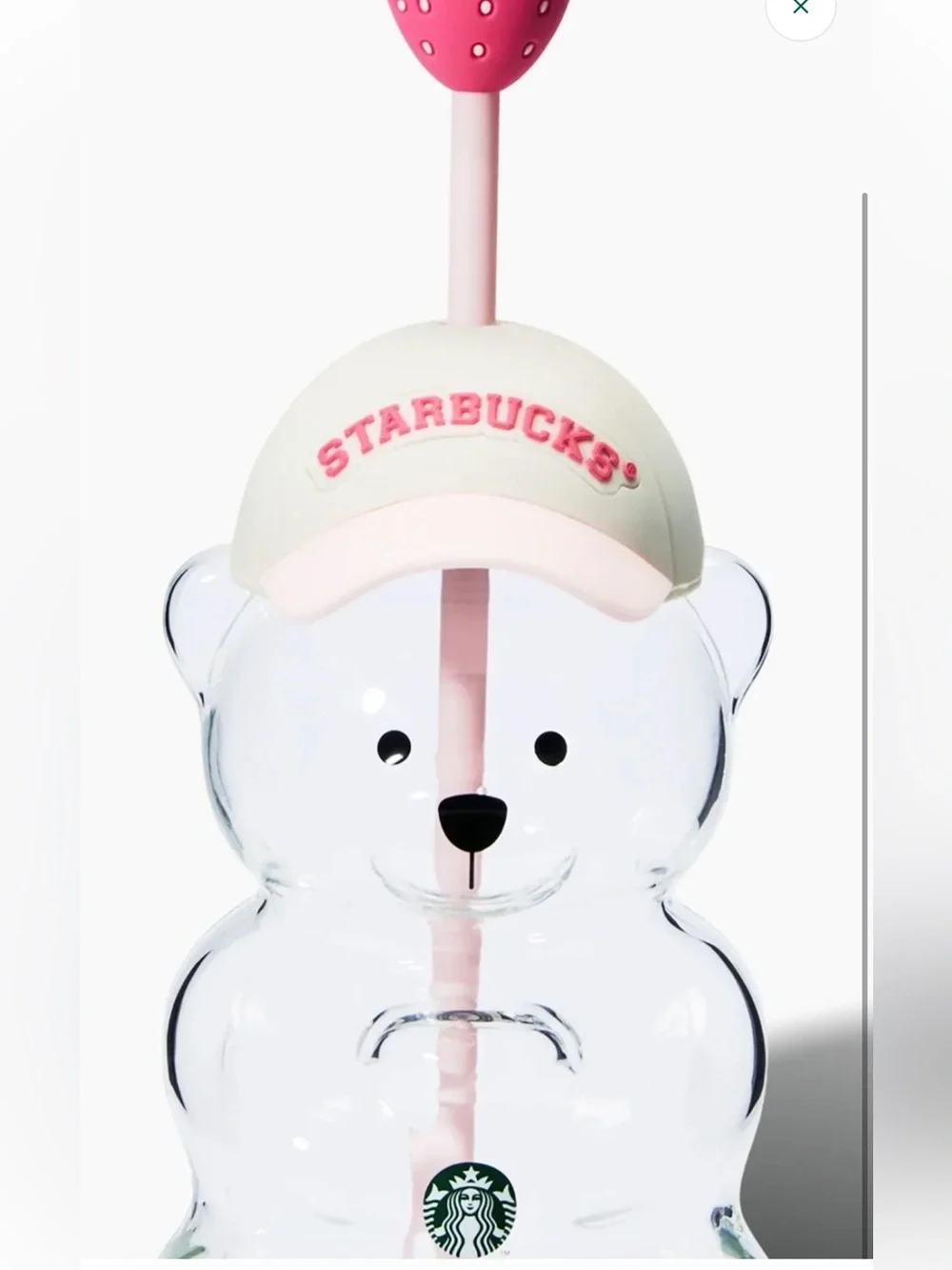 New! Starbucks Pink Vibes Strawberry Glass Bearista Bear Cup!